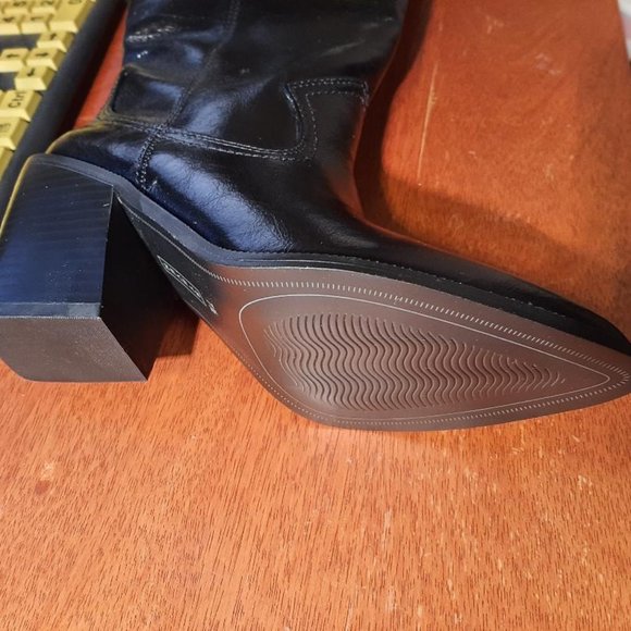 New ! Steve By Steve Madden Ninette Leather Knee-High Boot Women Black Sz 7.5/9 - Picture 3 of 5